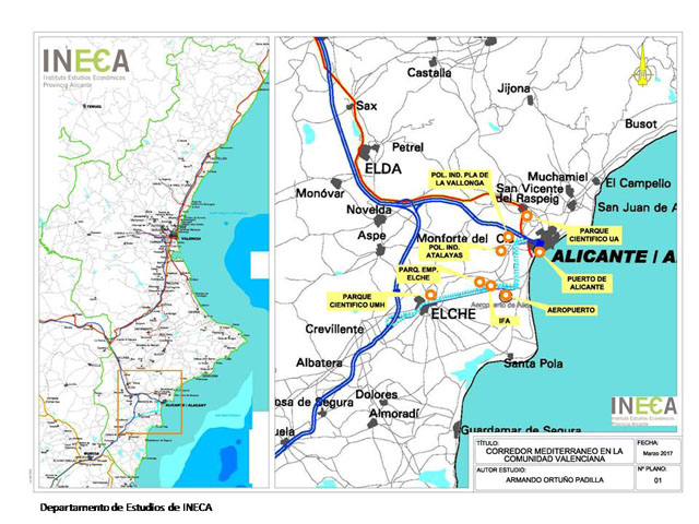 Ineca pide para Alicante conexiones ferroviarias con aeropuerto, áreas industriales y costa