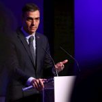 El presidente del Gobierno, Pedro Sánchez en la reunión del Consejo Ejecutivo de la OMT, celebrado en Madrid.