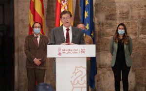 Ximo Puig en el Palau de la Generalitat en el que ha anunciado el Plan Resiste de 340 millones para los sectores más afectados. 
