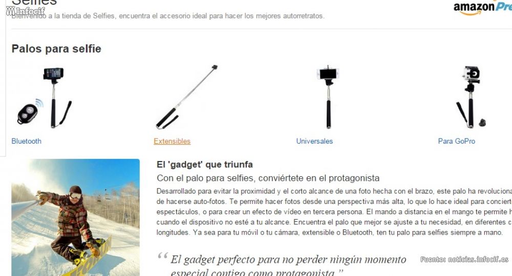 Amazon estrena una tienda especializada en palos para ‘selfies’