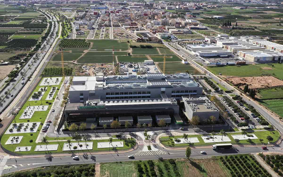 Vista aérea de las nuevas oficinas de Mercadona en Albalat dels Sorells (Valencia)