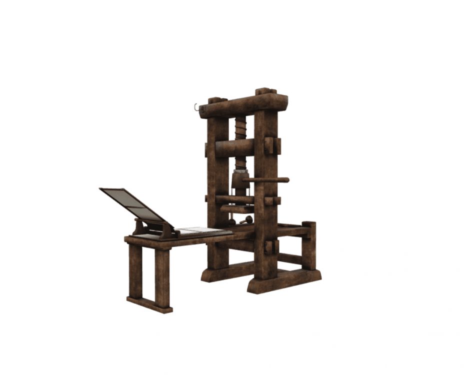 Prensa de gutemberg 3d clon digital