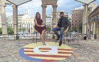 Marta Ventura y Vicent Baydal, en la Catedral de Valencia durante la retransmisión del Nou Octubre