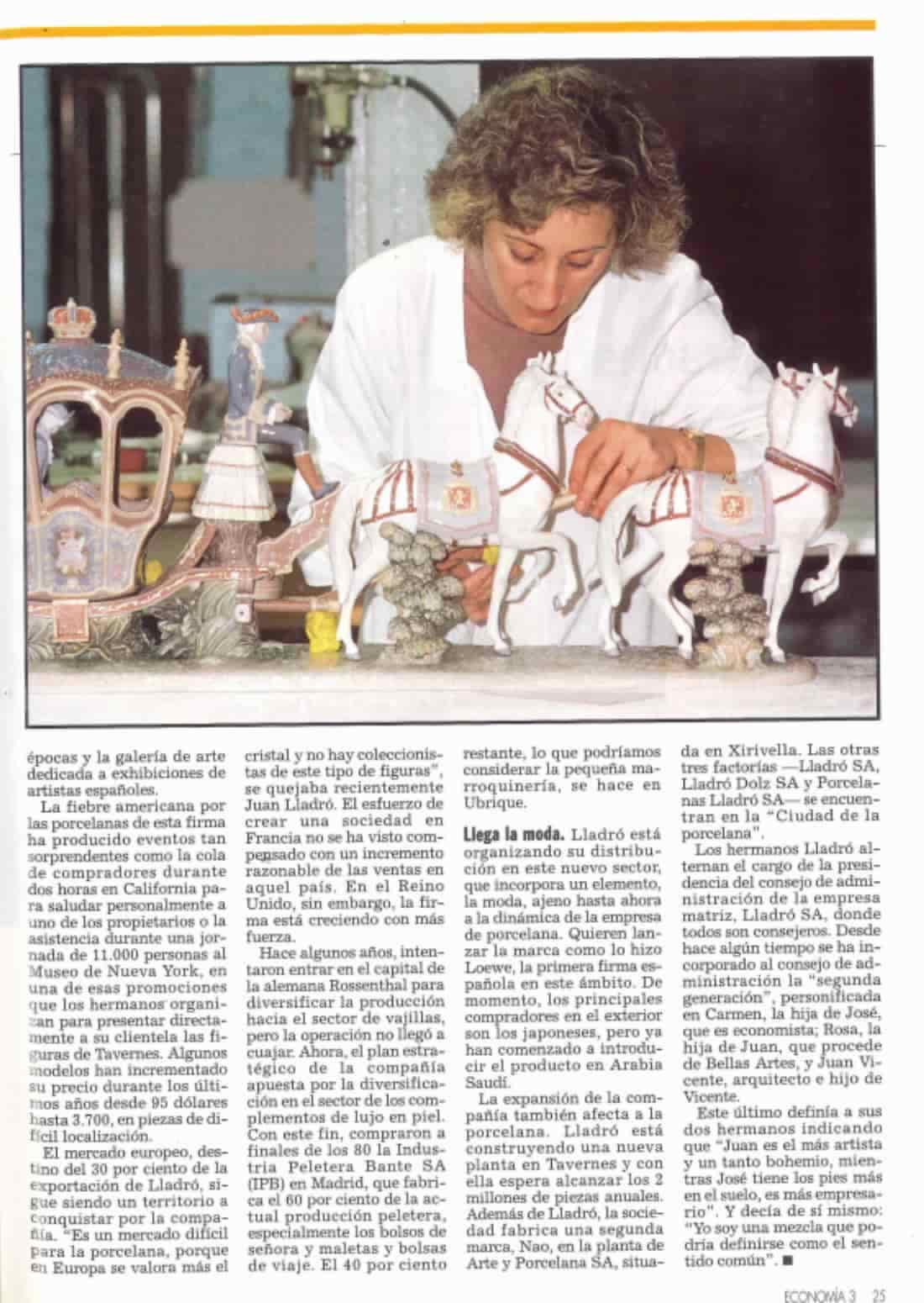 Segunda página de la entrevista a Lladró en 1991.