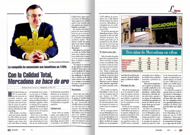 Entrevista de Economía 3 a Mercadona en 1997.