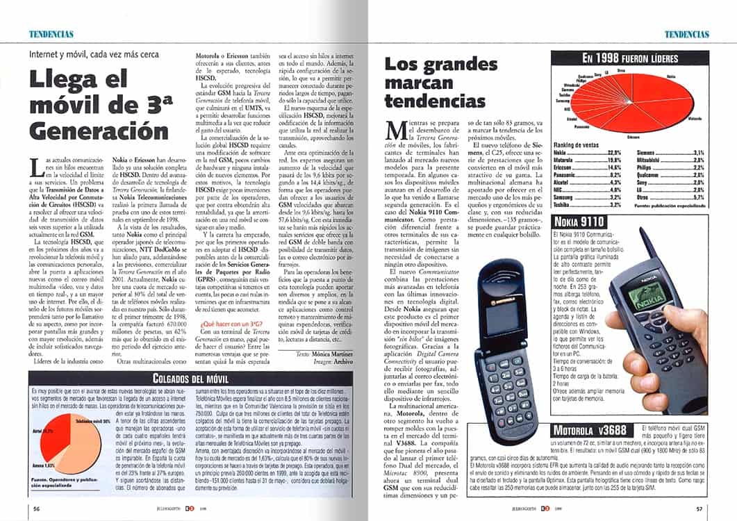 Artículo Economía 3 de móviles en 1999