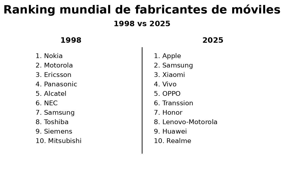 ranking mundial fabricantes de móviles